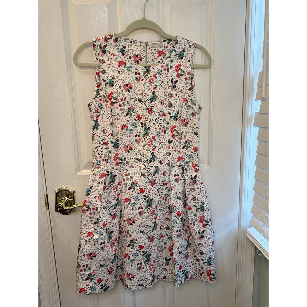 Gap Floral Fit Flare Dress Sleeveless Zip Back  With Pockets Women’s 2